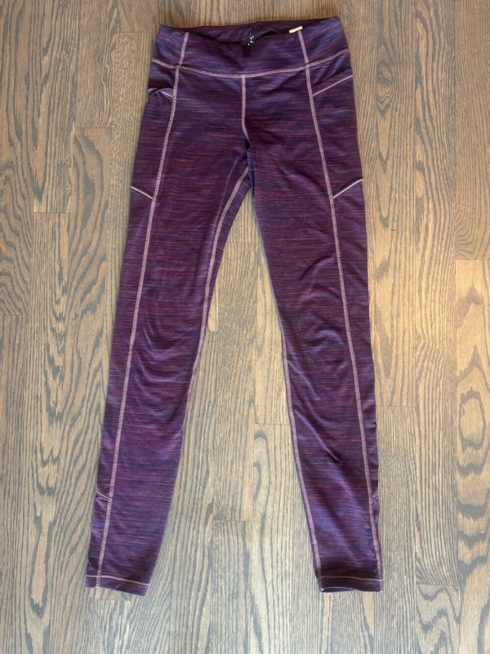 Athleta Girl - Purple Striped Pattern Leggings - Size 14 Girls